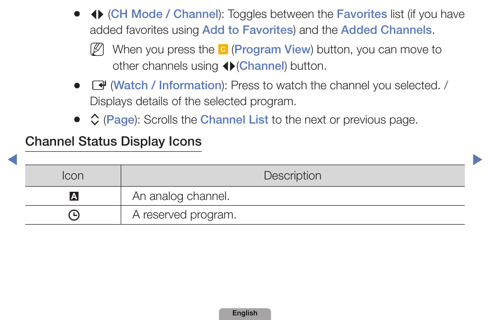 Channel❑status❑display❑icons | Samsung UN32D4000NDXZA User Manual | Page 8 / 201