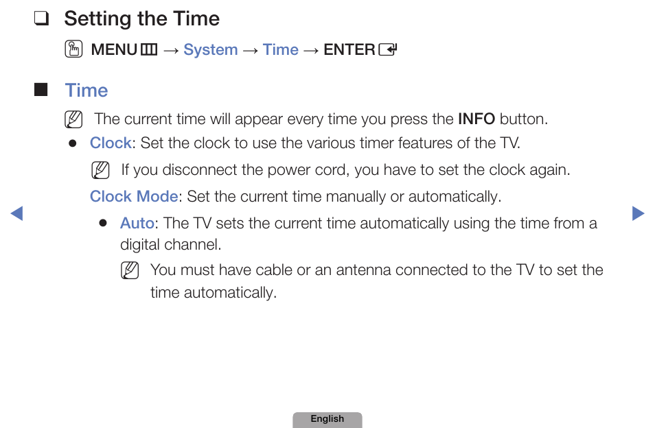 System menu, Setting❑the❑time | Samsung UN32D4000NDXZA User Manual | Page 84 / 201