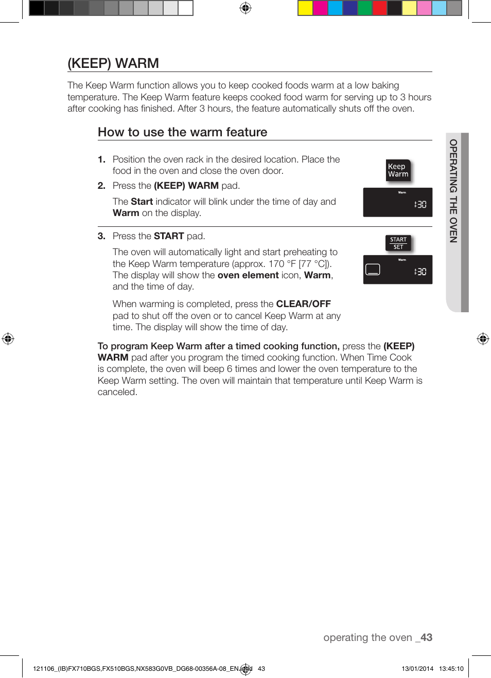 Keep) warm, How to use the warm feature | Samsung FX510BGS-XAA User Manual | Page 43 / 80