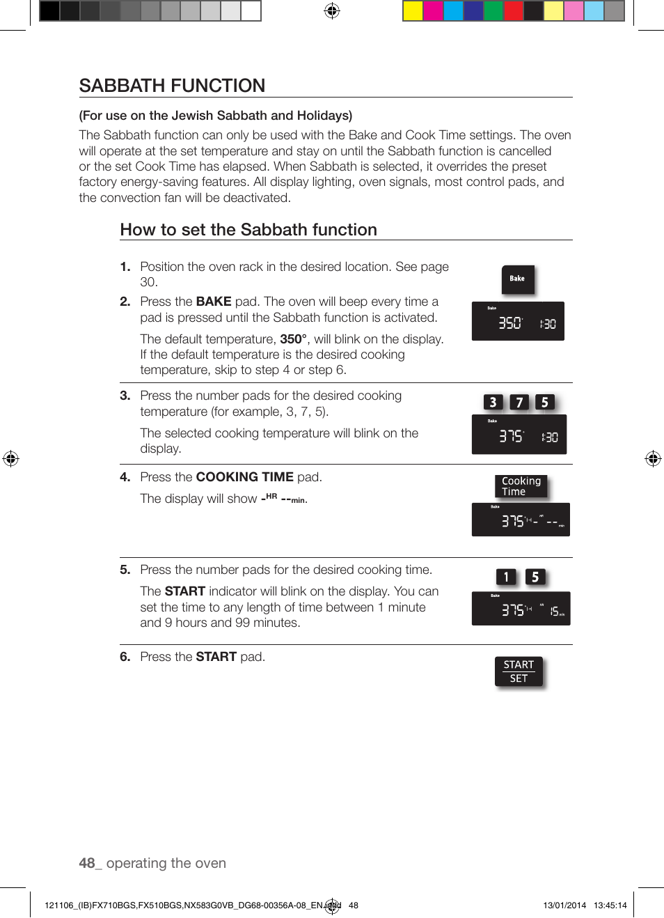 Sabbath function, How to set the sabbath function | Samsung FX510BGS-XAA User Manual | Page 48 / 80