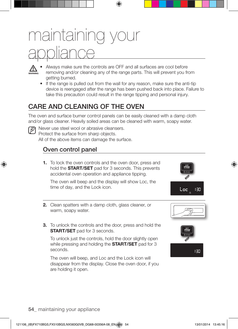 Maintaining your appliance, Care and cleaning of the oven | Samsung FX510BGS-XAA User Manual | Page 54 / 80