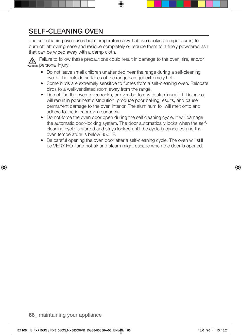 Self-cleaning oven | Samsung FX510BGS-XAA User Manual | Page 66 / 80