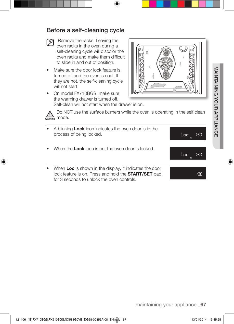 Before a self-cleaning cycle | Samsung FX510BGS-XAA User Manual | Page 67 / 80