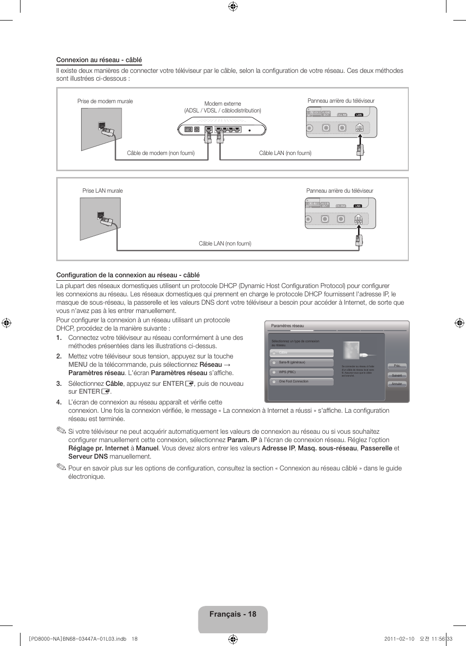 Français - 18 | Samsung PN51D8000FFXZA User Manual | Page 67 / 74