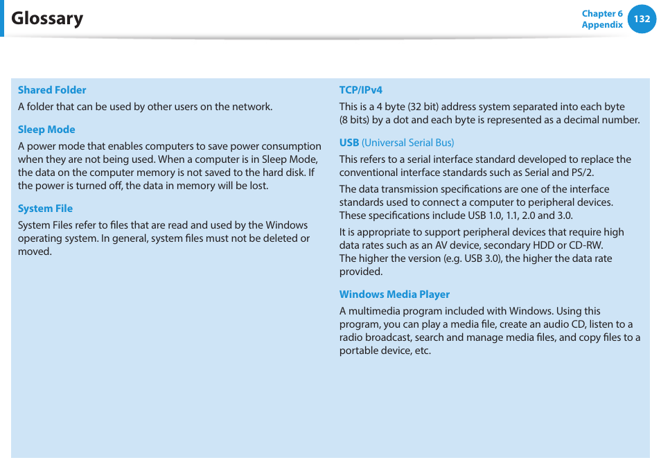 Glossary | Samsung NP270E5E-K03US User Manual | Page 133 / 133