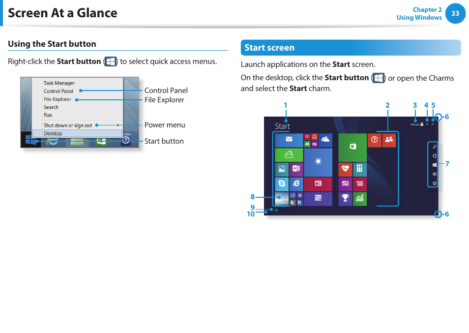 Screen at a glance | Samsung NP270E5E-K03US User Manual | Page 34 / 133