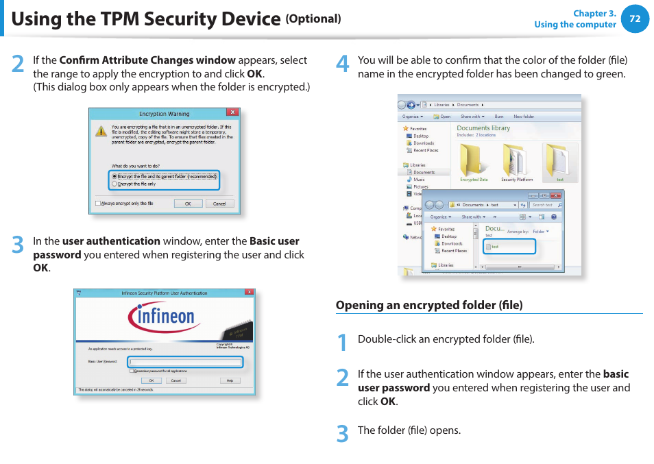Using the tpm security device | Samsung NP270E5E-K03US User Manual | Page 73 / 133