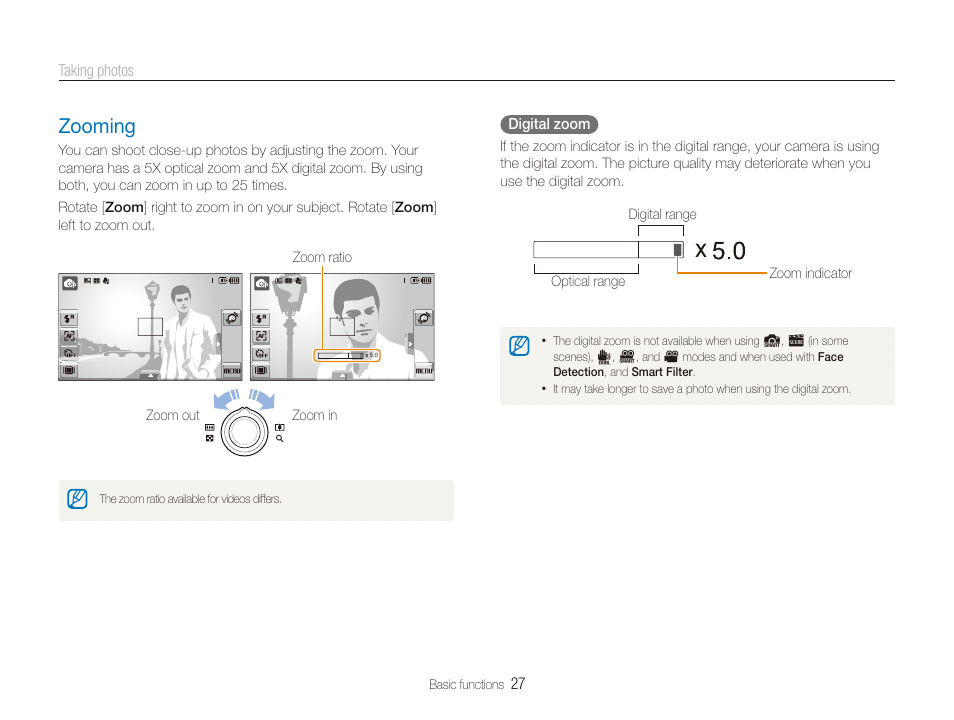 Zooming, Zooming ……………………………………… 27 | Samsung EC-ST600ZBPLUS User Manual | Page 28 / 122