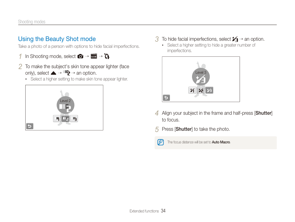Using the beauty shot mode | Samsung EC-ST600ZBPLUS User Manual | Page 35 / 122