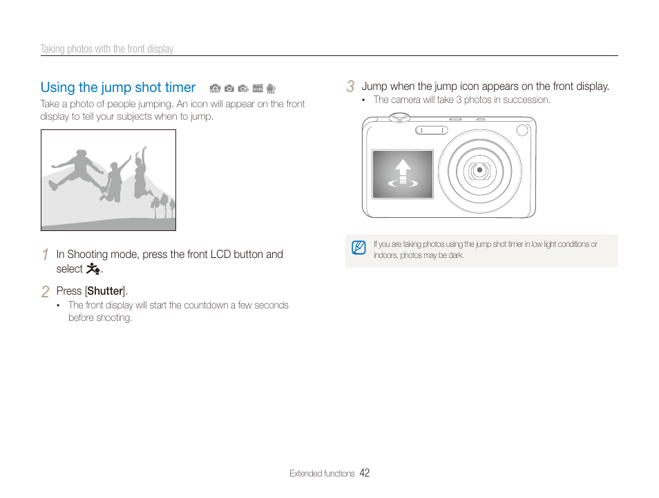 Using the jump shot timer | Samsung EC-ST600ZBPLUS User Manual | Page 43 / 122