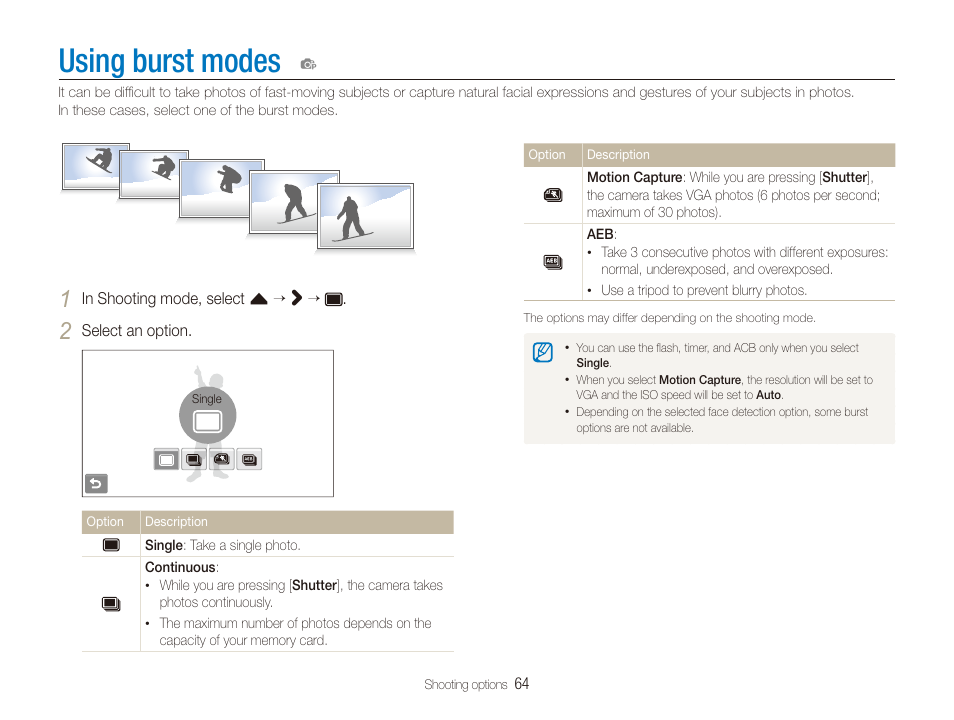 Using burst modes | Samsung EC-ST600ZBPLUS User Manual | Page 65 / 122