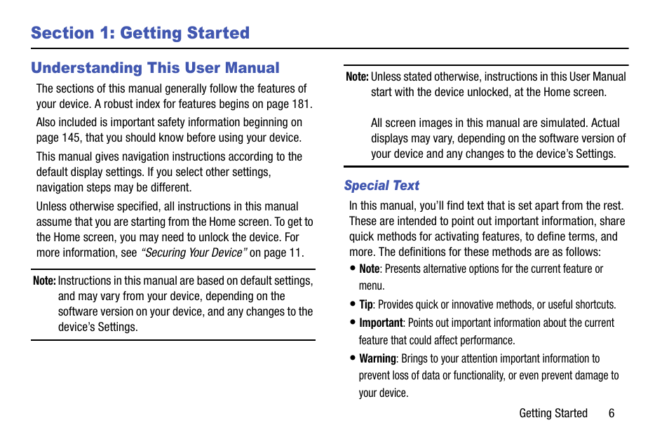 Section 1: getting started, Understanding this user manual | Samsung SCH-R890ZWAUSC User Manual | Page 11 / 194