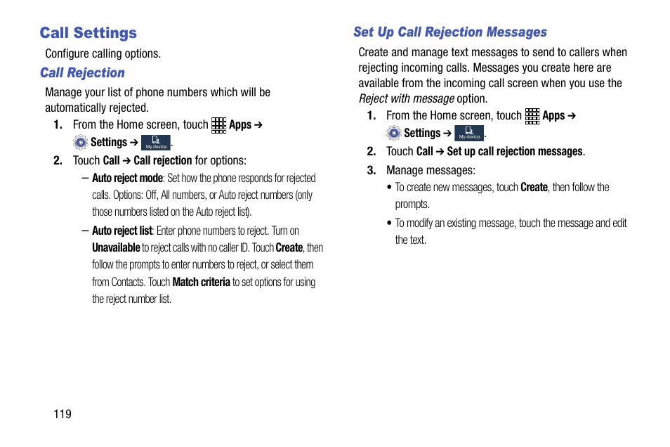Call settings | Samsung SCH-R890ZWAUSC User Manual | Page 124 / 194