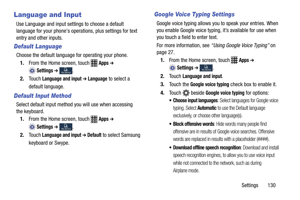 Language and input | Samsung SCH-R890ZWAUSC User Manual | Page 135 / 194