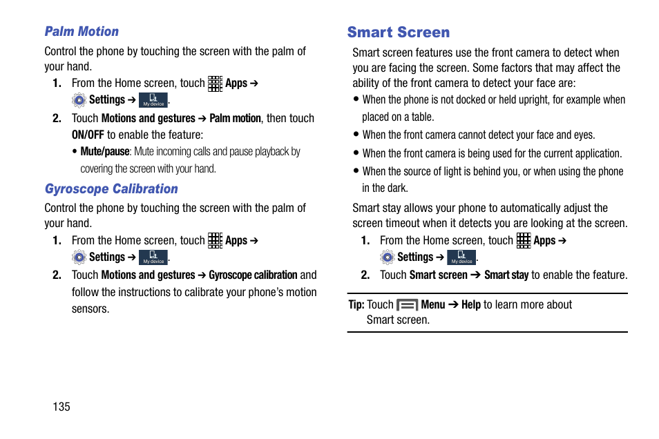 Smart screen | Samsung SCH-R890ZWAUSC User Manual | Page 140 / 194