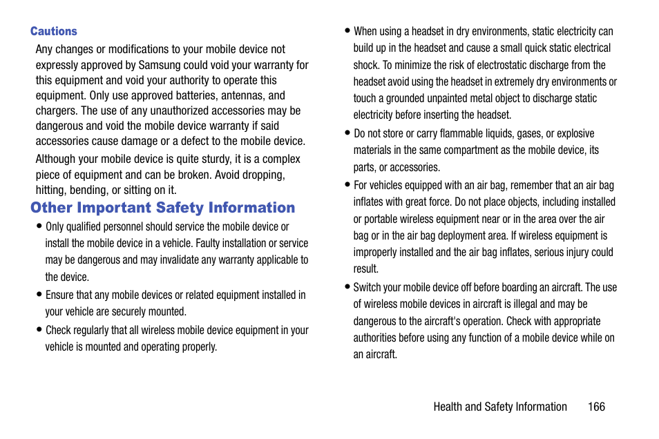 Other important safety information | Samsung SCH-R890ZWAUSC User Manual | Page 171 / 194
