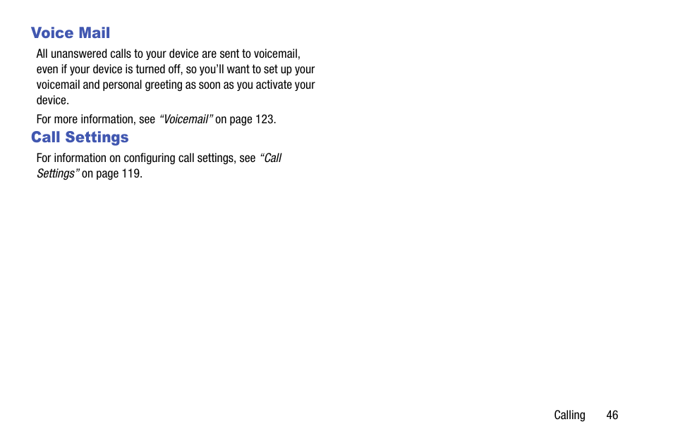 Voice mail, Call settings, Voice mail call settings | Samsung SCH-R890ZWAUSC User Manual | Page 51 / 194