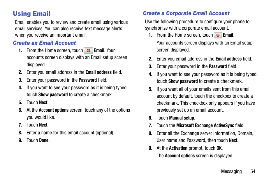 Using email | Samsung SCH-R890ZWAUSC User Manual | Page 59 / 194