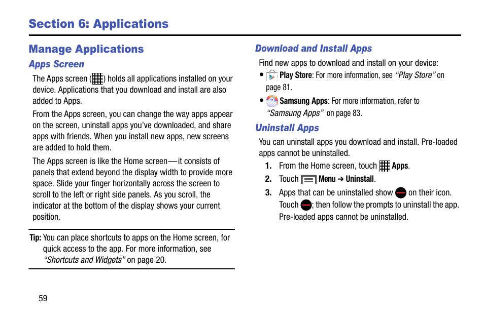 Section 6: applications, Manage applications | Samsung SCH-R890ZWAUSC User Manual | Page 64 / 194