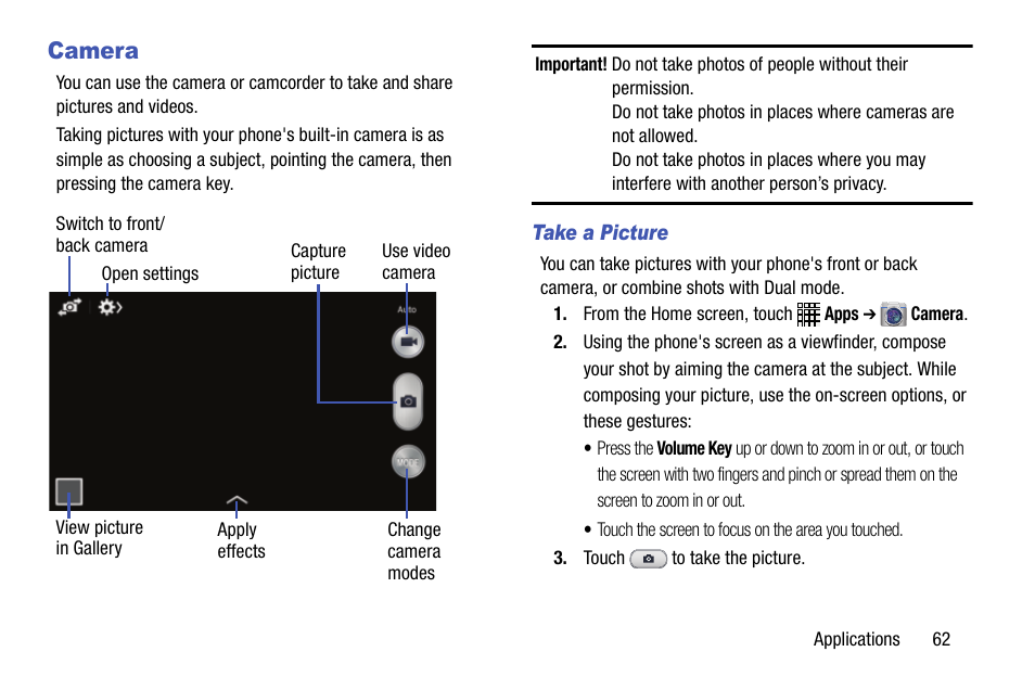 Camera | Samsung SCH-R890ZWAUSC User Manual | Page 67 / 194