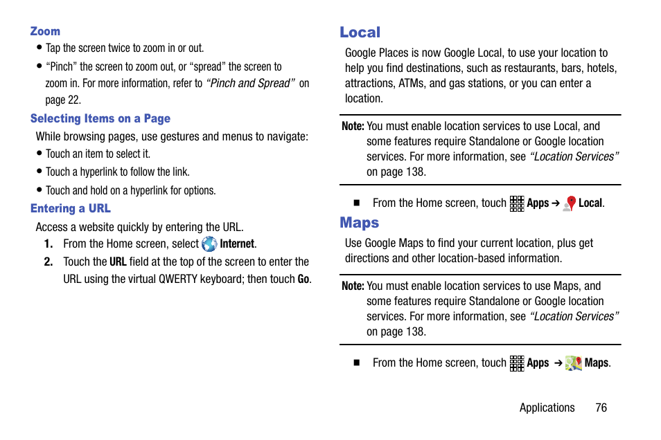 Local, Maps, Local maps | Samsung SCH-R890ZWAUSC User Manual | Page 81 / 194