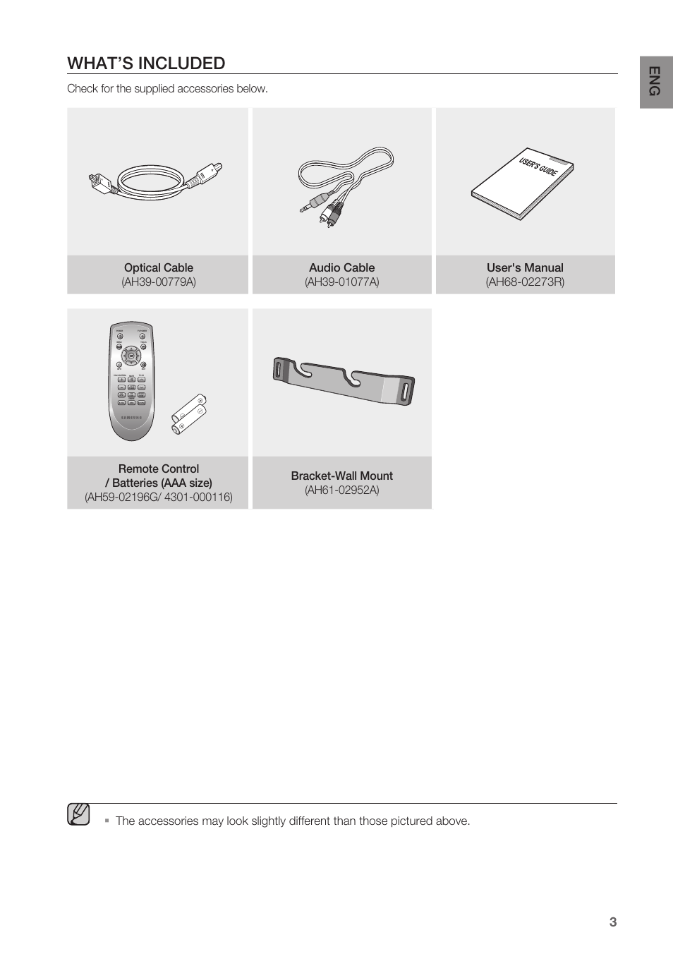 What’s included | Samsung HW-C450-XAC User Manual | Page 3 / 21