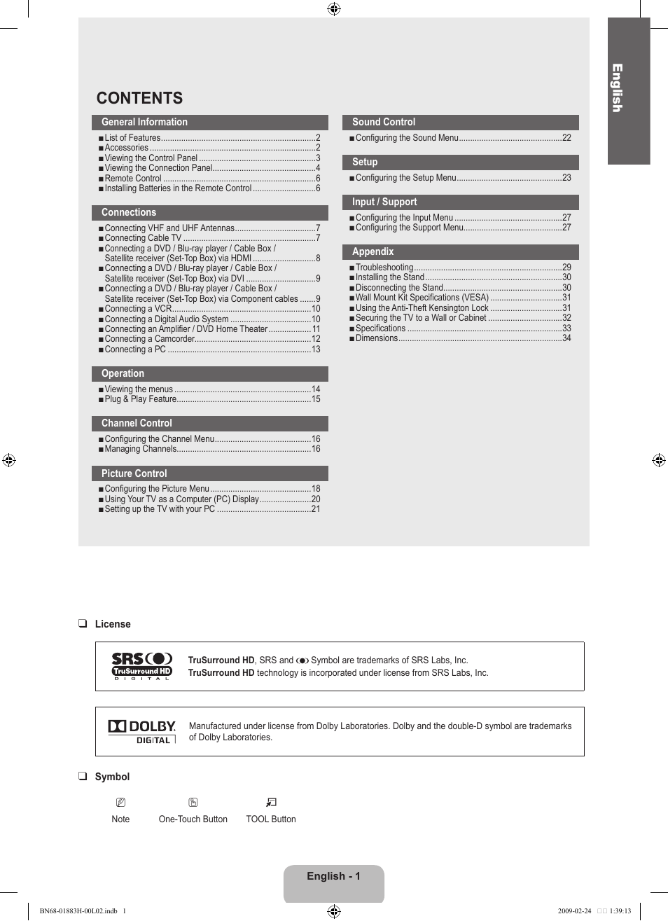 Samsung LN32B540P8DUZA User Manual | Page 3 / 73