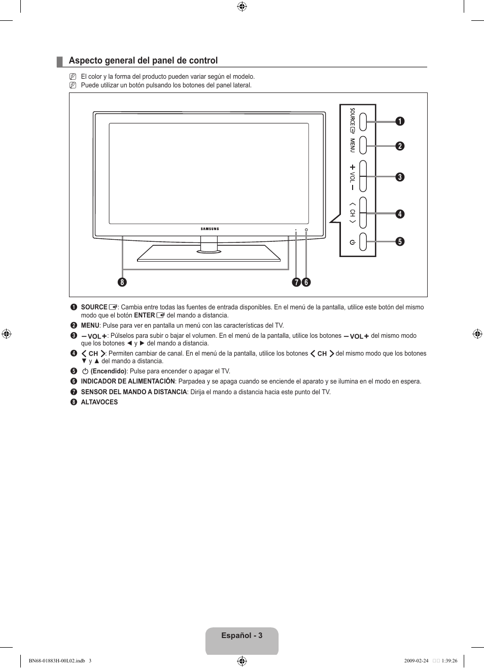 Aspecto general del panel de control | Samsung LN32B540P8DUZA User Manual | Page 41 / 73