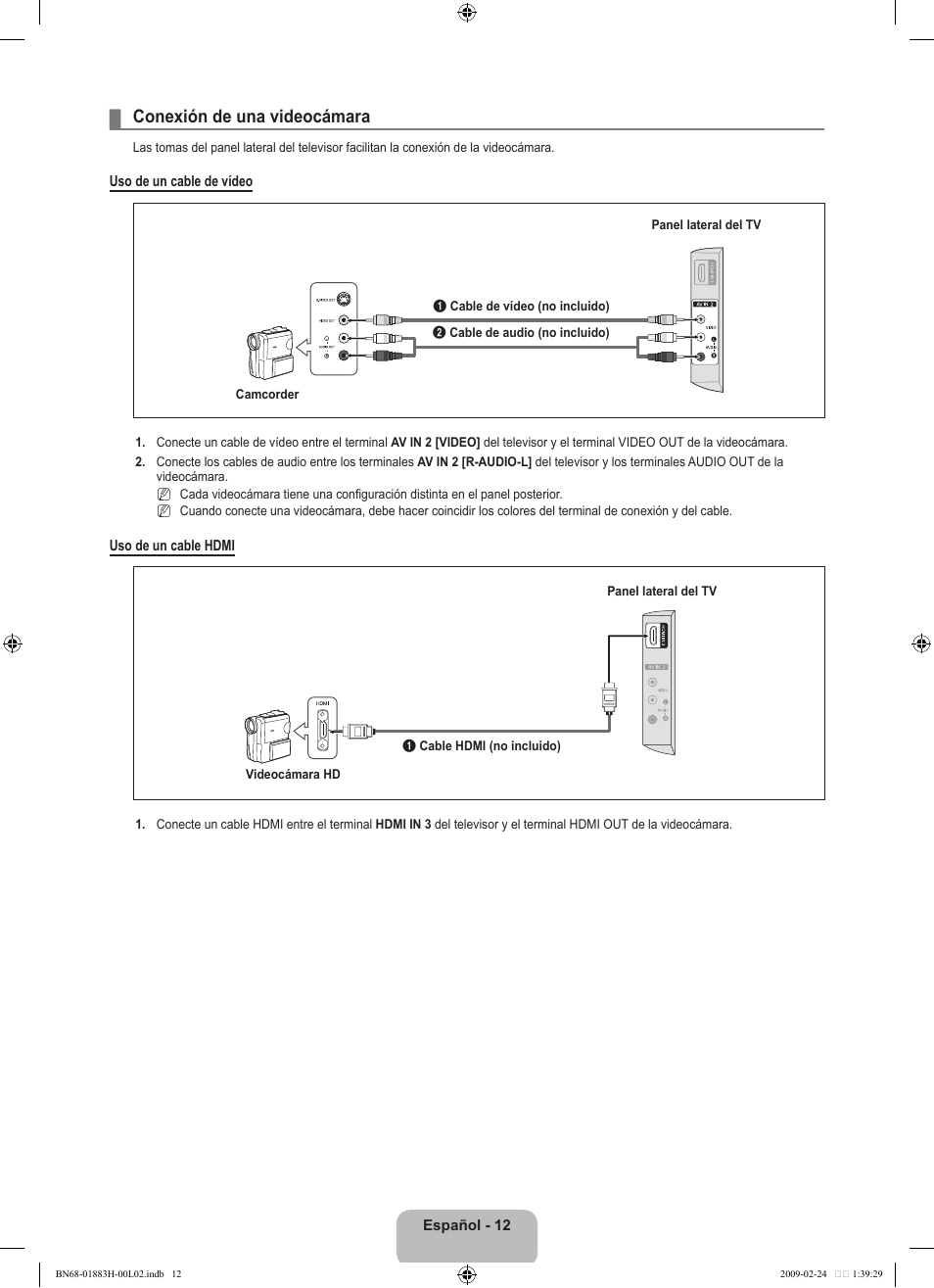 Conexión de una videocámara | Samsung LN32B540P8DUZA User Manual | Page 50 / 73