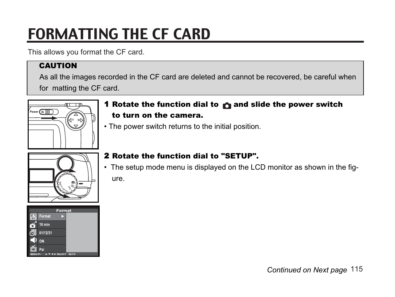 Formatting the cf card | Argus Camera DC3650 User Manual | Page 111 / 148