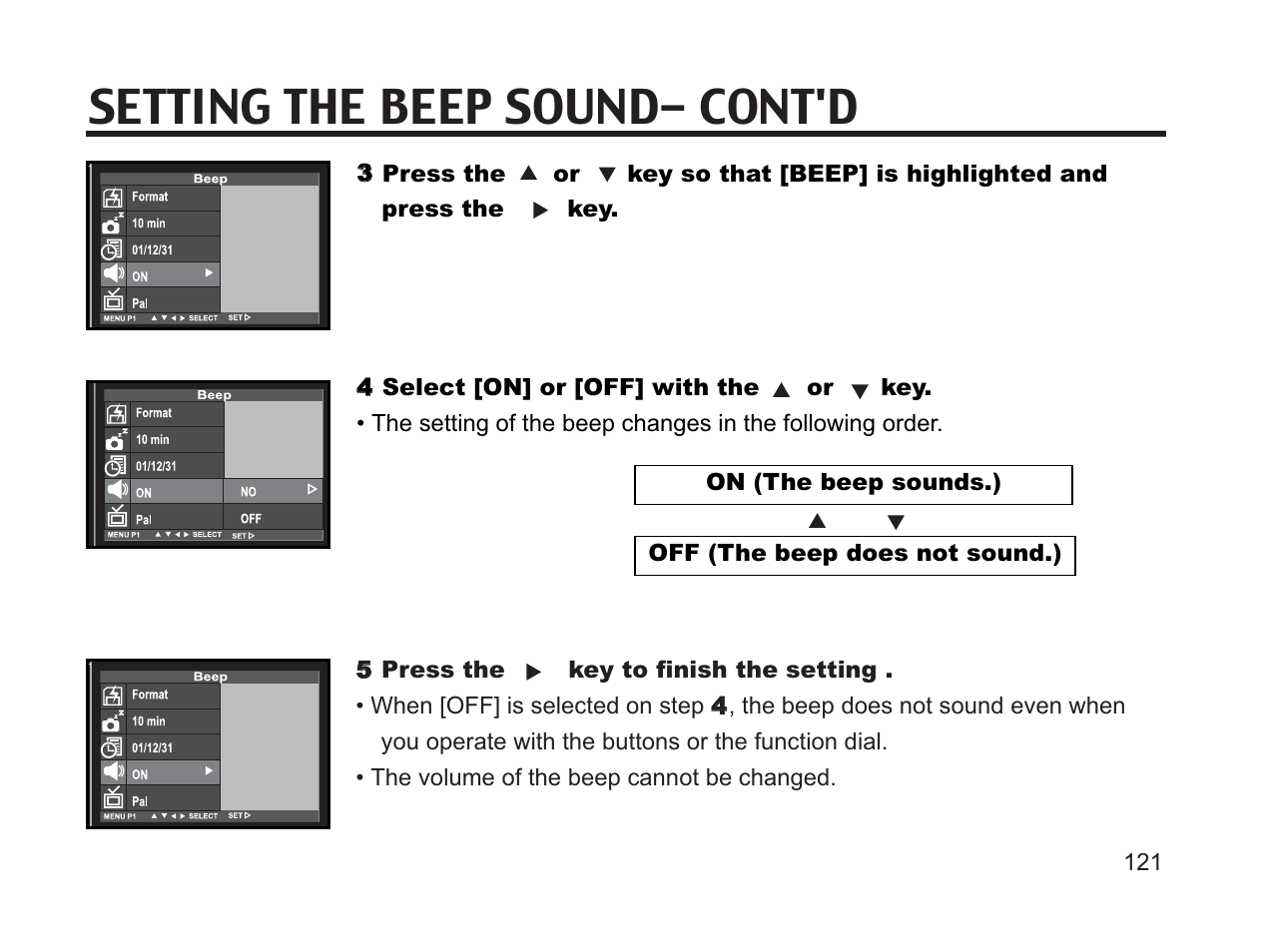 Setting the beep sound- cont'd | Argus Camera DC3650 User Manual | Page 117 / 148