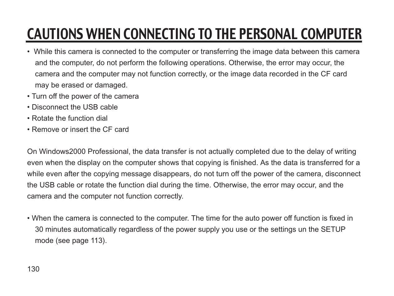 Cautions when connecting to the personal computer | Argus Camera DC3650 User Manual | Page 126 / 148