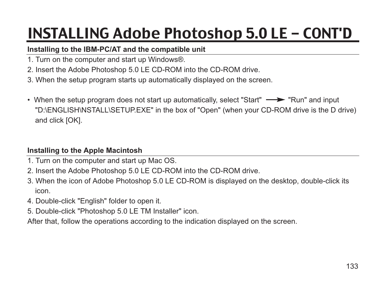 Installing adobe photoshop 5.0 le - cont'd | Argus Camera DC3650 User Manual | Page 129 / 148