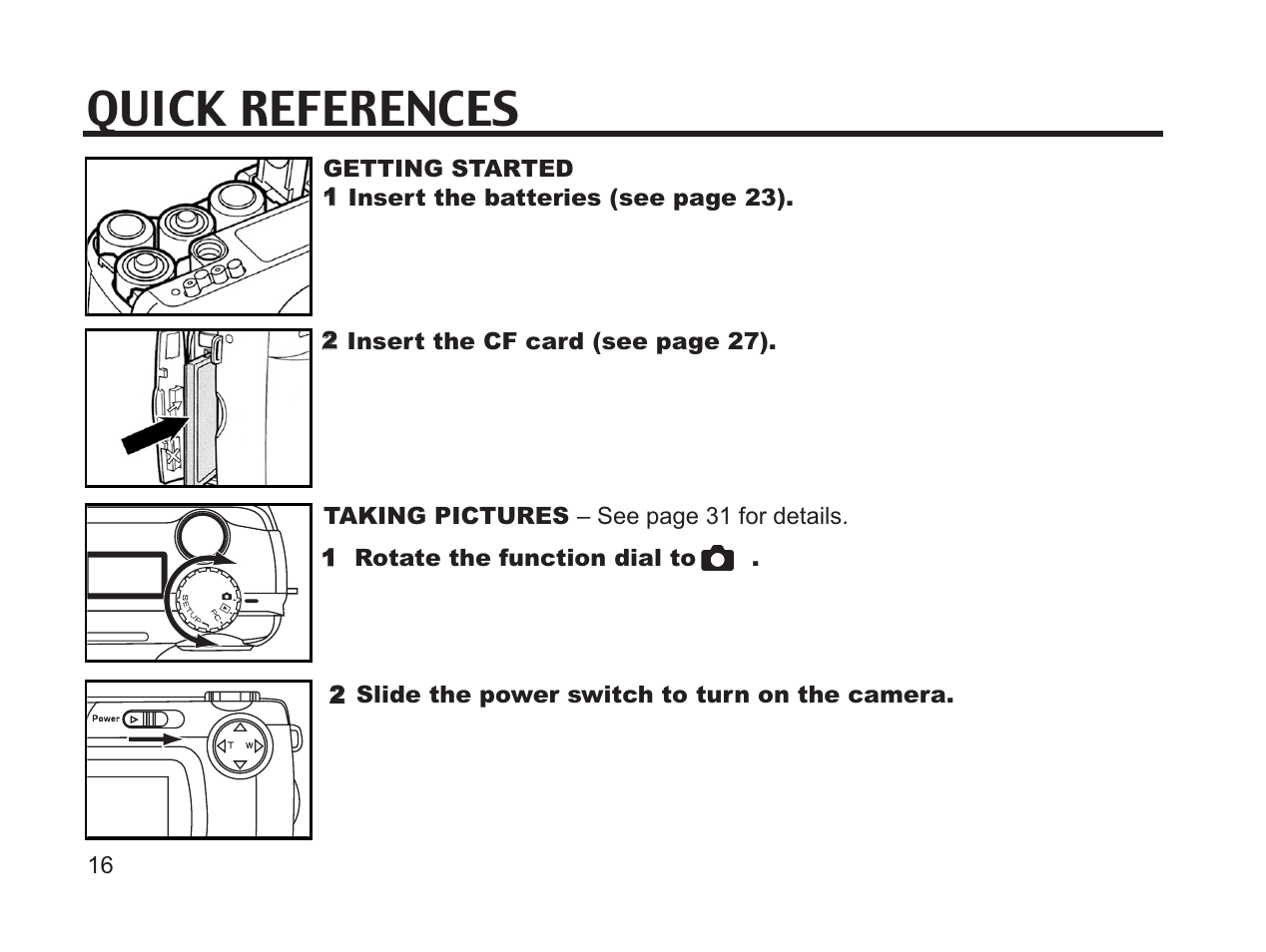 Quick references | Argus Camera DC3650 User Manual | Page 16 / 148