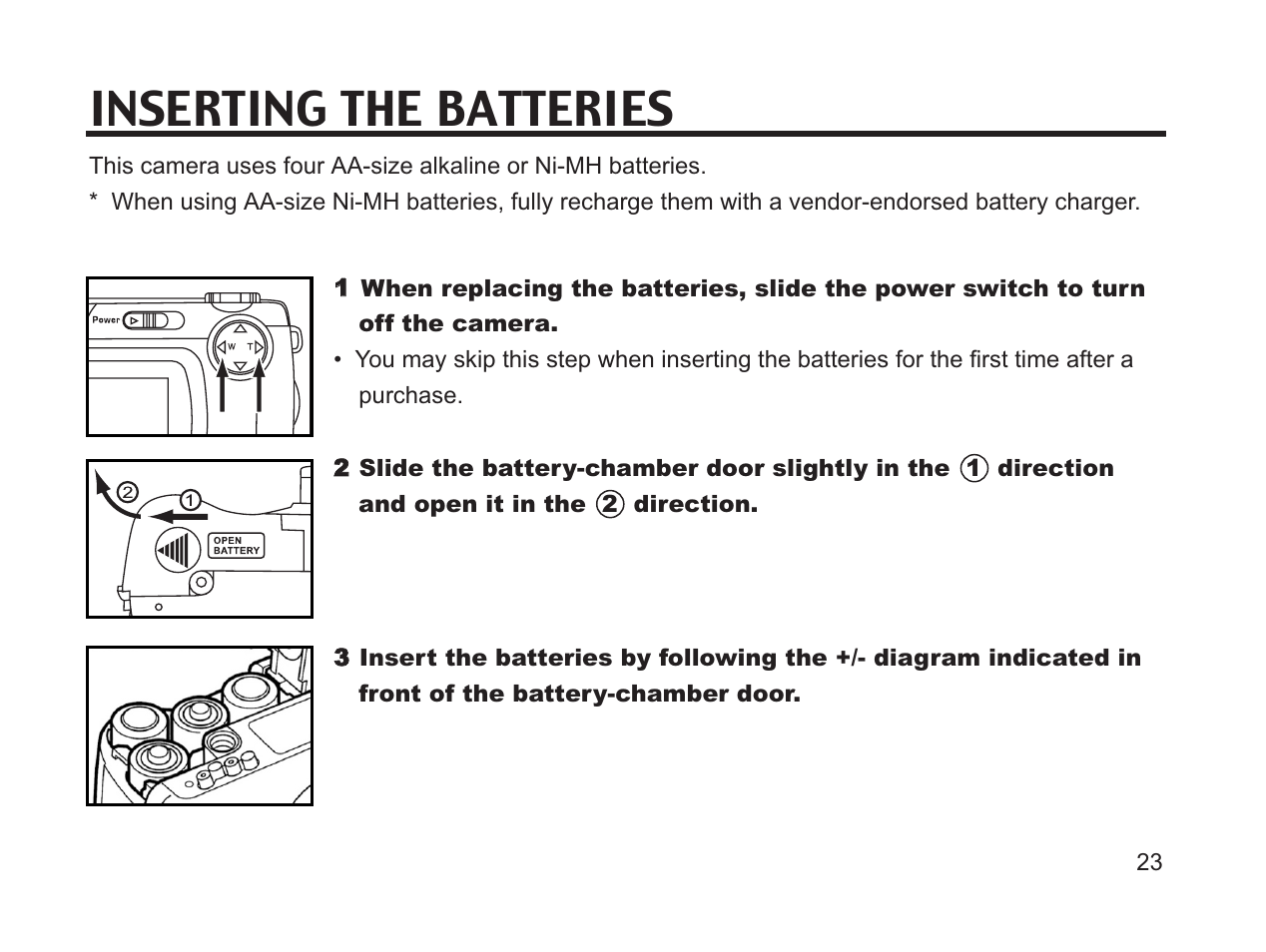 Inserting the batteries | Argus Camera DC3650 User Manual | Page 23 / 148