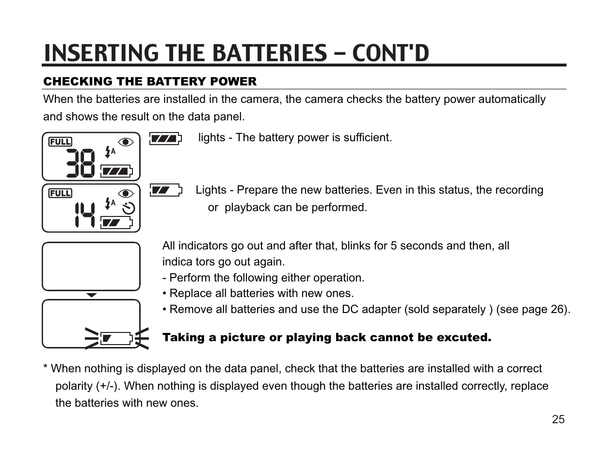 Inserting the batteries - cont'd | Argus Camera DC3650 User Manual | Page 25 / 148