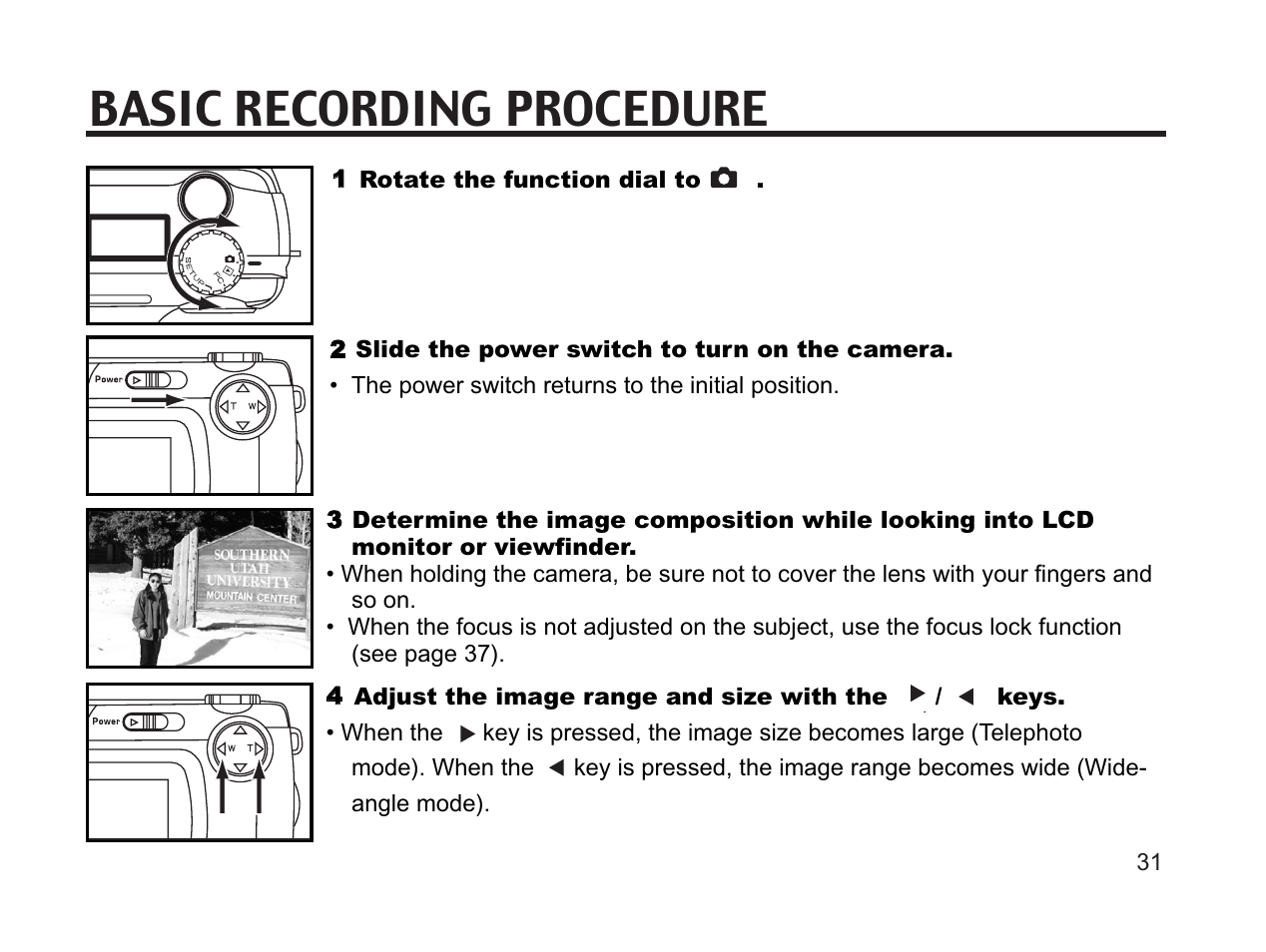 Basic recording procedure | Argus Camera DC3650 User Manual | Page 31 / 148