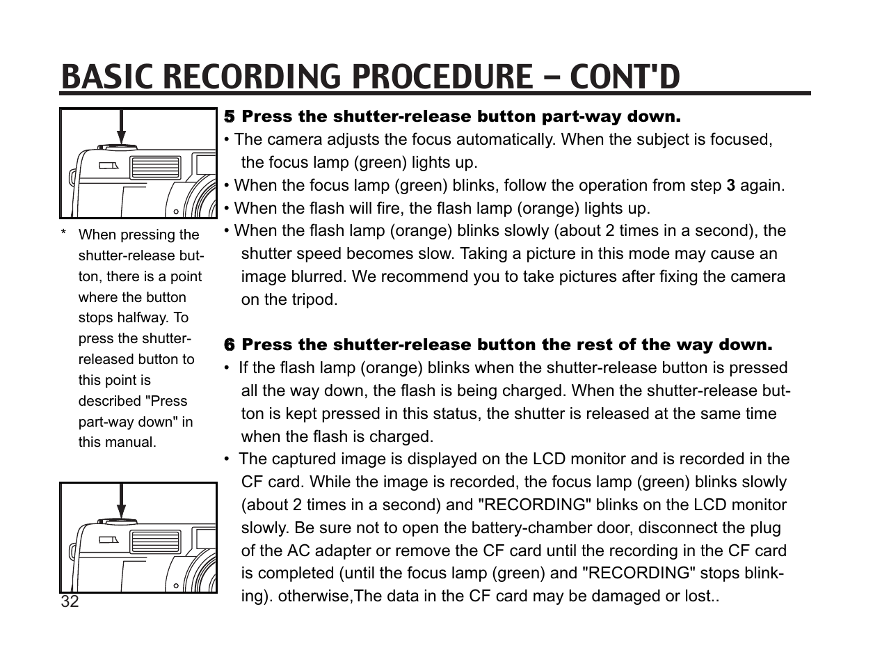Basic recording procedure - cont'd | Argus Camera DC3650 User Manual | Page 32 / 148
