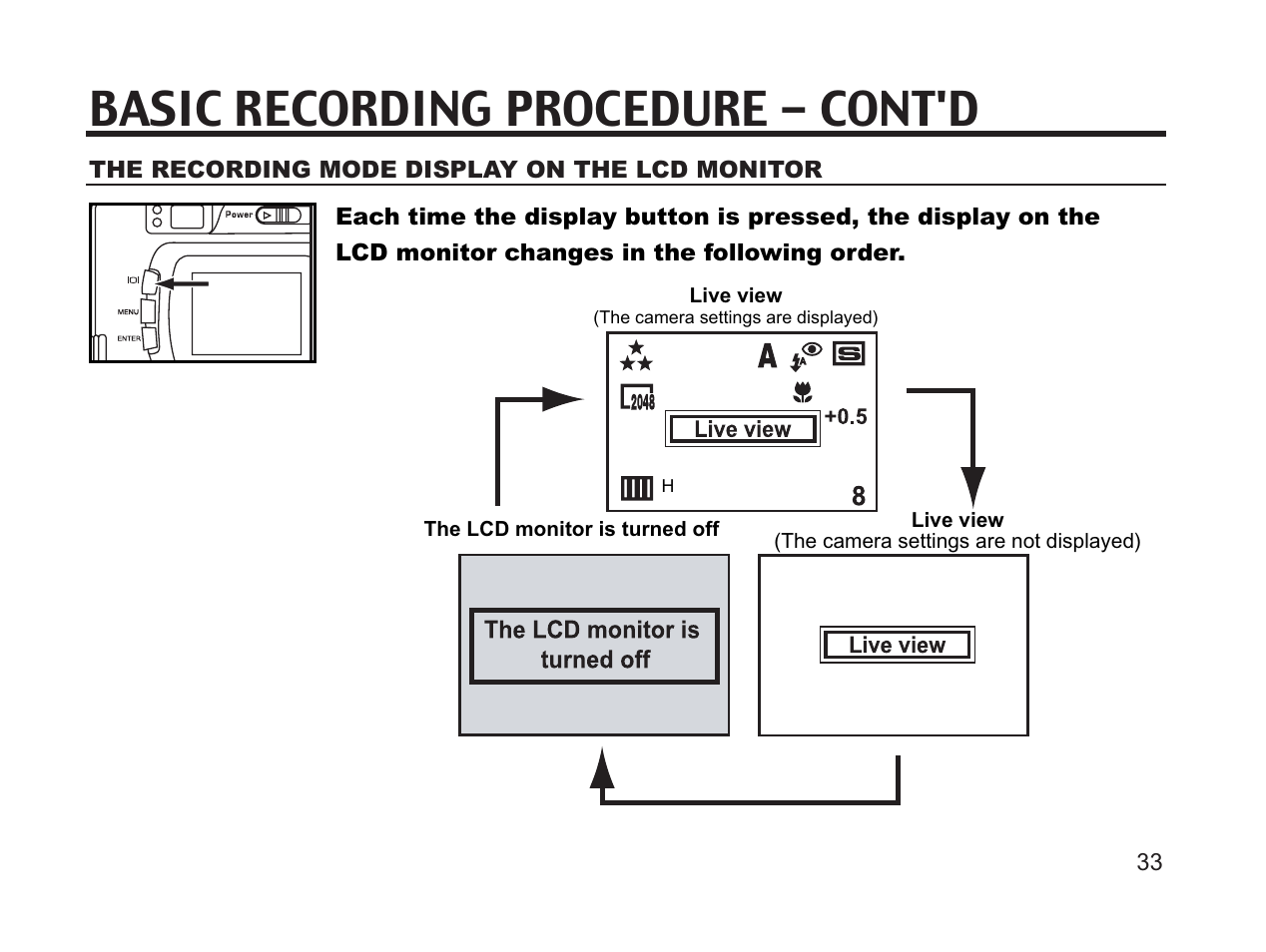 Basic recording procedure - cont'd | Argus Camera DC3650 User Manual | Page 33 / 148