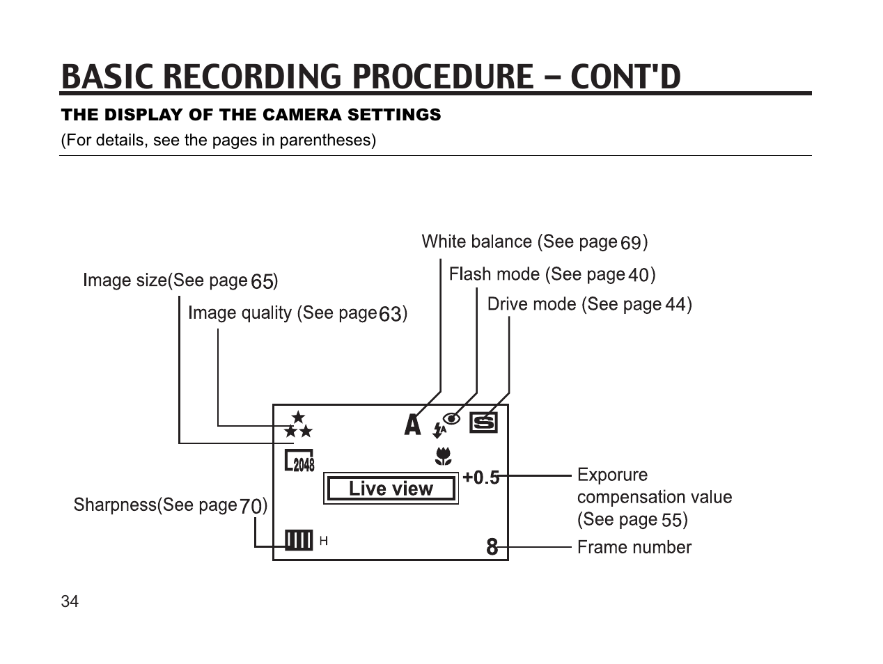 Basic recording procedure - cont'd | Argus Camera DC3650 User Manual | Page 34 / 148