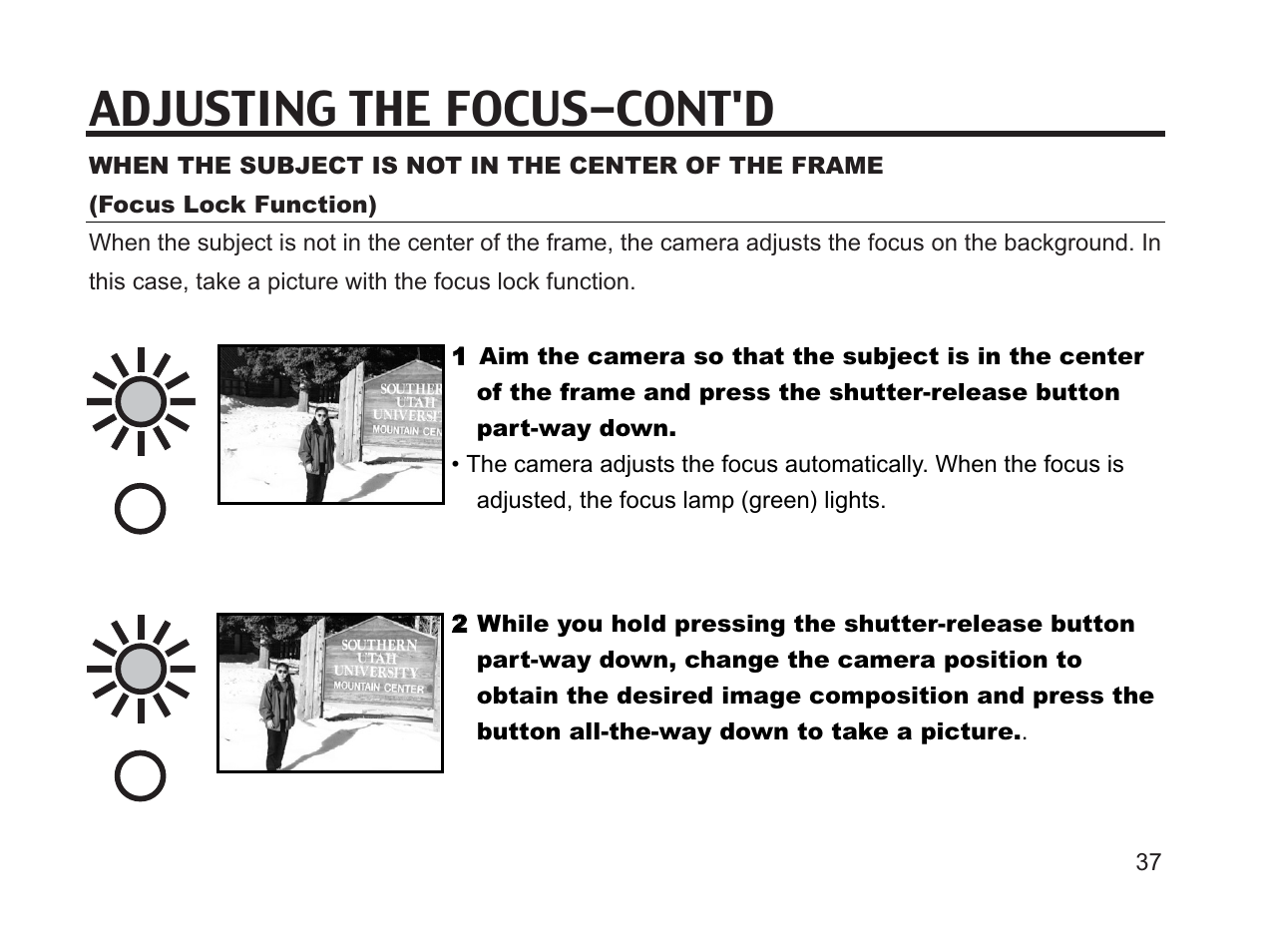 Adjusting the focus-cont'd | Argus Camera DC3650 User Manual | Page 37 / 148