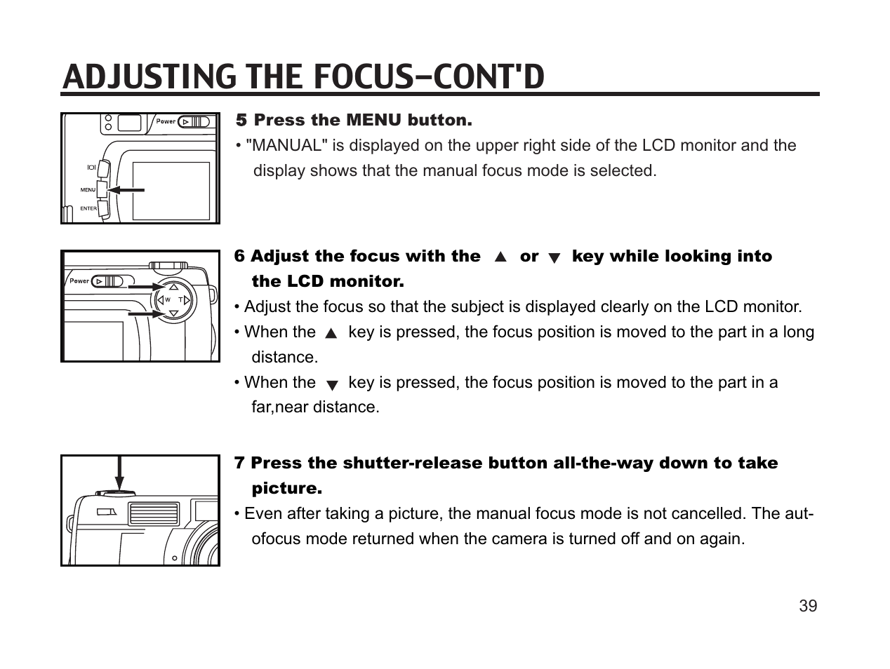 Adjusting the focus-cont'd | Argus Camera DC3650 User Manual | Page 39 / 148