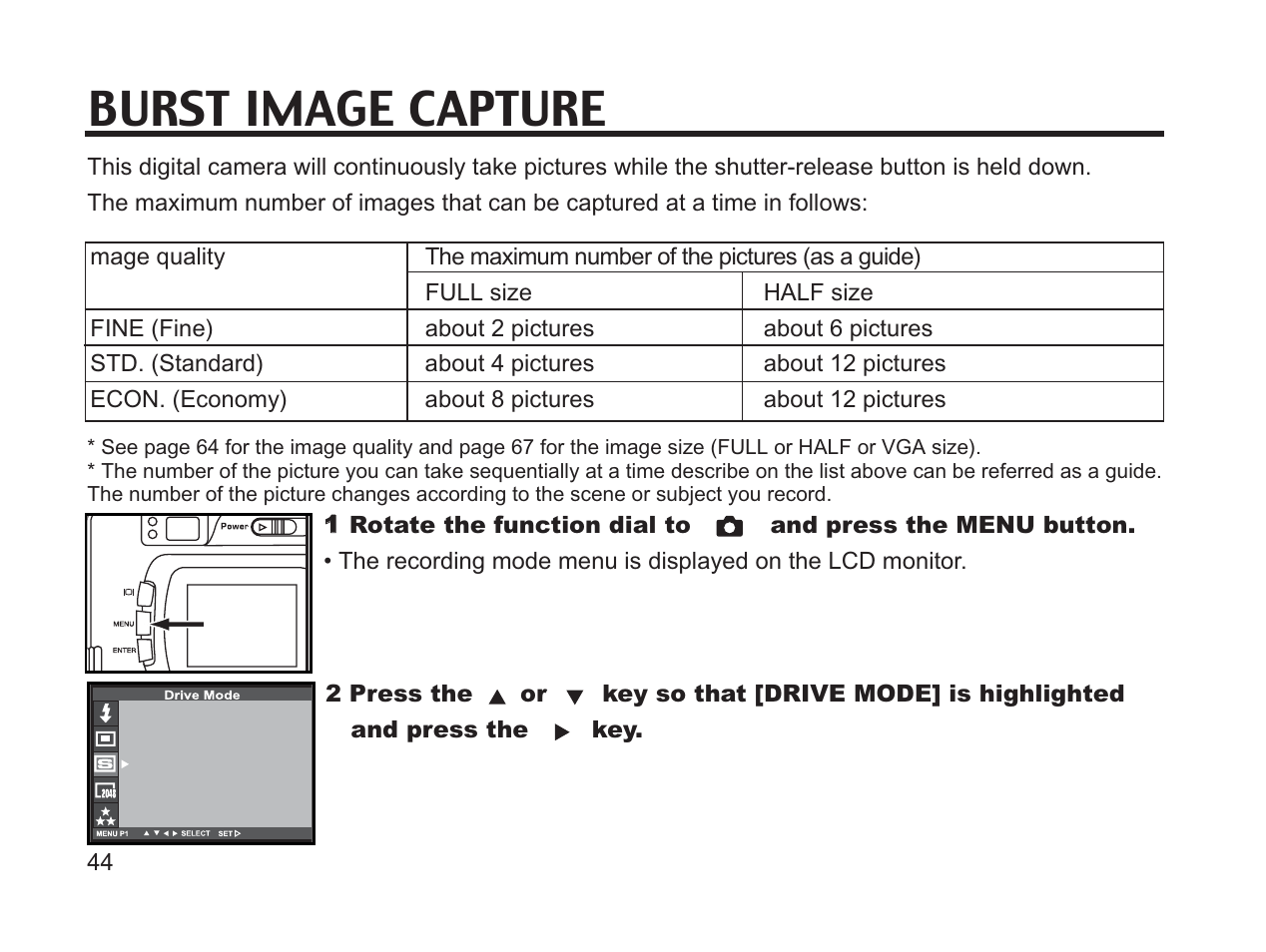 Burst image capture | Argus Camera DC3650 User Manual | Page 44 / 148