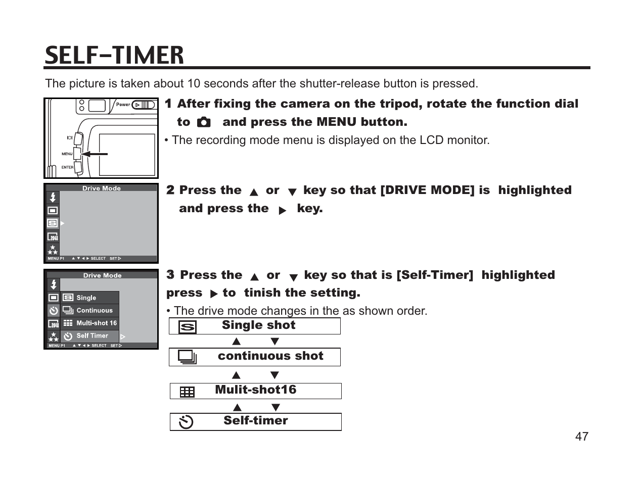 Self-timer | Argus Camera DC3650 User Manual | Page 47 / 148