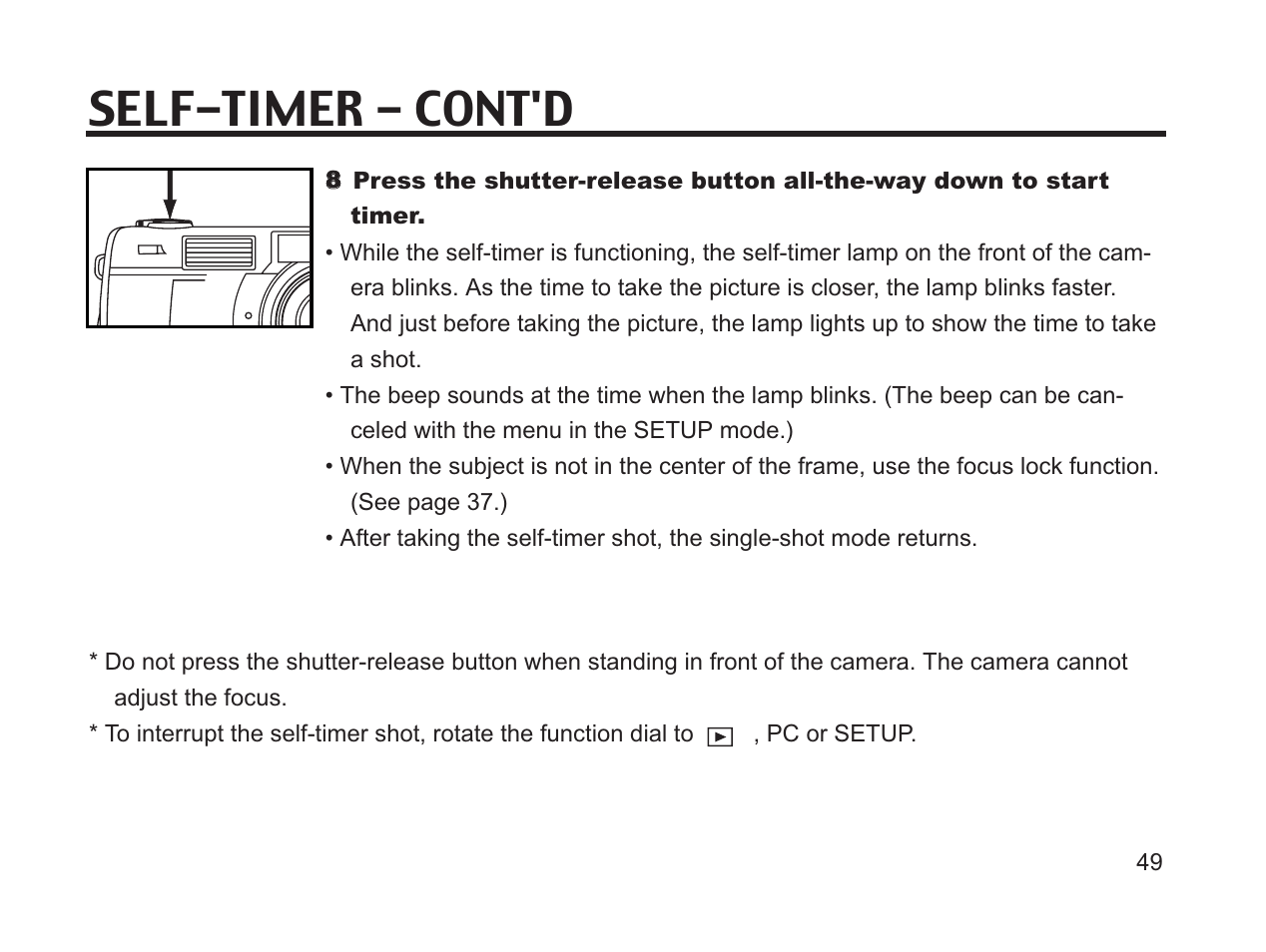 Self-timer - cont'd | Argus Camera DC3650 User Manual | Page 49 / 148