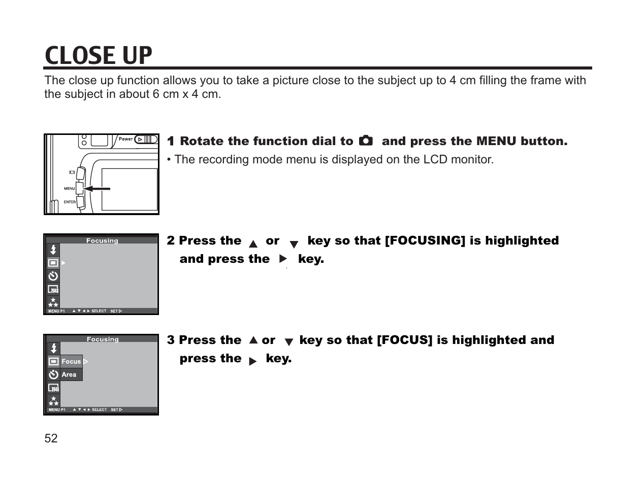Close up | Argus Camera DC3650 User Manual | Page 52 / 148