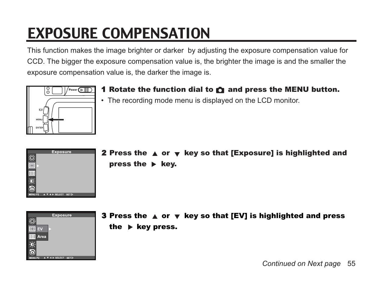 Exposure compensation | Argus Camera DC3650 User Manual | Page 55 / 148