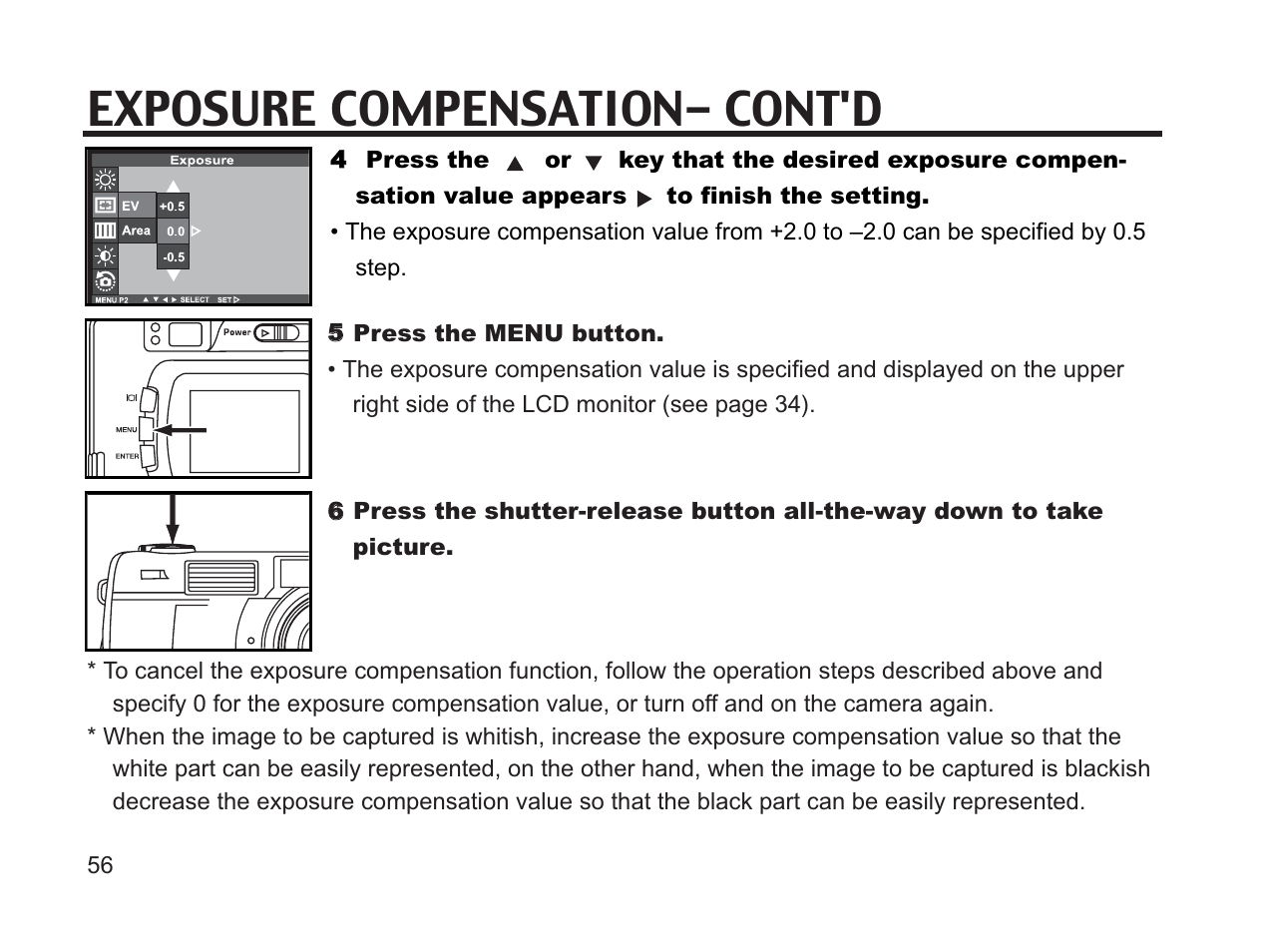 Exposure compensation- cont'd | Argus Camera DC3650 User Manual | Page 56 / 148