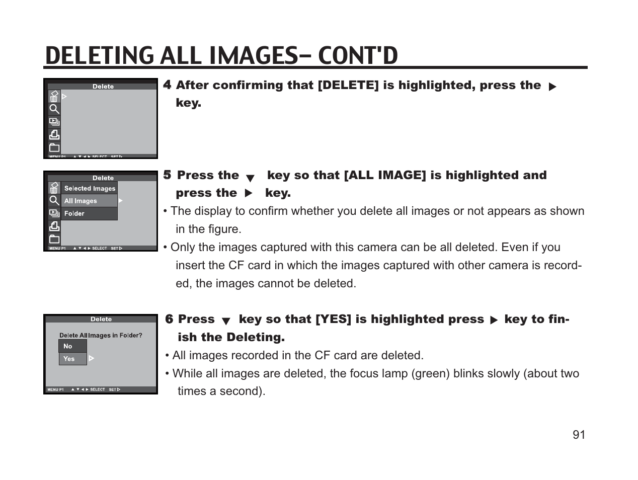 Deleting all images- cont'd | Argus Camera DC3650 User Manual | Page 87 / 148