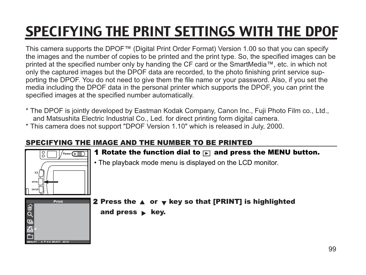 Specifying the print settings with the dpof | Argus Camera DC3650 User Manual | Page 95 / 148